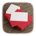 Stack of red envelopes with white card isolated on white background Royalty Free Stock Photo