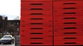 Stack of red foldable plastic boxes Royalty Free Stock Photo
