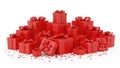 Stack of red gift boxes isolated on white background Royalty Free Stock Photo