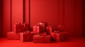 Stack of Red Gift Boxes with Ribbons Royalty Free Stock Photo