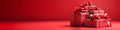 Stack of Red Gift Boxes with Ribbons Royalty Free Stock Photo
