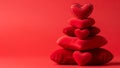 Stack of Red Heart-Shaped Pillows Royalty Free Stock Photo
