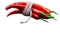 Stack of Red hot chilli pepper isolated on white background. Royalty Free Stock Photo