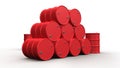 Stack of red oil barrels Royalty Free Stock Photo