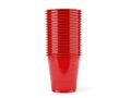 Stack of red plastic cups on white background Royalty Free Stock Photo