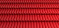 Stack of red pvc pipes. Industrial storage background. 3D rendered image.