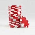 Stack of red and white poker chips isolated on transparent background Royalty Free Stock Photo