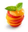 Stack of red and yellow tomato slices Royalty Free Stock Photo