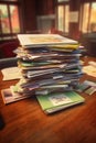 stack of resumes on an office table