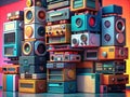 Stack of Retro Audio Equipment Royalty Free Stock Photo