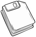 Stack of retro floppy disks black and white cartoon illustration Royalty Free Stock Photo