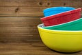 Stack of retro mixing bowls