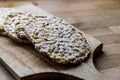 Rice Cakes or Corn Crackers on wooden surface. Royalty Free Stock Photo