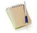 Stack of ring binder book or notebook and pen Royalty Free Stock Photo