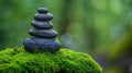 Stack of Rocks on Moss Covered Rock