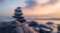 Stack of Rocks on Rocky Beach Royalty Free Stock Photo