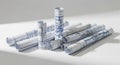Architectural Blueprints and Technical Drawings Stack Royalty Free Stock Photo