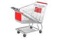 Stack of Rolled Metal Products inside shopping cart, 3D rendering Royalty Free Stock Photo