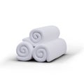 Stack of rolled white towels. Folded cloth napkins. Table textiles. Vector illustration with shadows Royalty Free Stock Photo