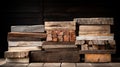 stack rough wood board Royalty Free Stock Photo