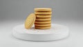 Stack of Round Cookies with Single Cookie Leaning Royalty Free Stock Photo