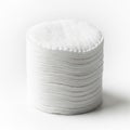 Stack of round cotton pads, neatly arranged. Each pad is thin, circular, and made of sof Royalty Free Stock Photo