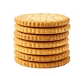 Stack of round crackers isolated Royalty Free Stock Photo