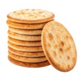 Stack of round crackers isolated on transparent background Royalty Free Stock Photo