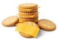 Stack of cheese crackers isolated on white background Royalty Free Stock Photo
