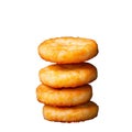 Stack of round crispy crackers on transparent background Royalty Free Stock Photo