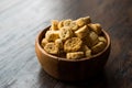 Stack of Round Shaped Crispy Rye Crouton Bread Biscuits / Crostini. Royalty Free Stock Photo