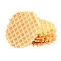 Stack of round waffles isolated on white background Royalty Free Stock Photo