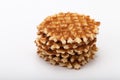 Stack of round waffles on white background Royalty Free Stock Photo