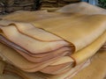 Stack of rubber sheets or para rubber sheets Royalty Free Stock Photo