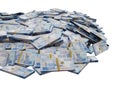 Stack Russian cash or banknotes of Rusia rubles scattered on a white background isolated The concept of Economic, Finance, Backgro Royalty Free Stock Photo