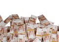 Stack Russian cash or banknotes of Rusia rubles scattered on a white background isolated The concept of Economic, Finance, Backgro