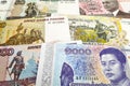 Stack of Russian Rubles and Cambodian Riel Royalty Free Stock Photo