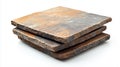 Stack of Rustic Brown and Gray Square Tiles on White Background AI-generated. Royalty Free Stock Photo