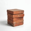 Stack of rustic red bricks isolated on white background for construction Royalty Free Stock Photo