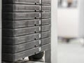 Stack of rusty metal weights in gym bodybuilding equipment Royalty Free Stock Photo