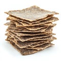 A stack of rye crackers, isolated on a white background, highlighting a healthy snack or bread Royalty Free Stock Photo