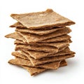 A stack of rye crackers, isolated on a white background, highlighting a healthy snack or bread Royalty Free Stock Photo