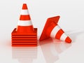 Stack of safety cones. 3D Illustration.