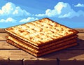 Stack of Saltine Crackers on Wooden Surface Under Blue Sky Royalty Free Stock Photo