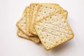 stack of salty crackers isolate on white background closeup Royalty Free Stock Photo