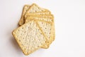 stack of salty crackers isolate on white background closeup Royalty Free Stock Photo