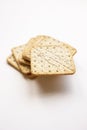 stack of salty crackers isolate on white background closeup Royalty Free Stock Photo