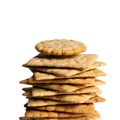 Stack of Savory Seed Crackers on White Background snack Royalty Free Stock Photo