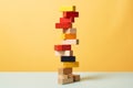 Stack school education concept toy brick wood play block balance build wooden