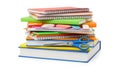 Stack of school supplies isolated on white background Royalty Free Stock Photo